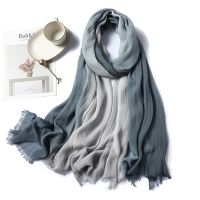 【Miki Xinyuan】2022 Unisex ผ้าฝ้ายผ้าพันคอ Solid Gradient Crinkle Shawl Wrap Femel Headband ผ้าพันคอผ้าพันคอแฟชั่นญี่ปุ่น Oulard