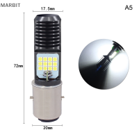 MARBIT 1PC LED Moto H4 BA20D PX15D 3030 24SMD หลอดไฟ LED Moto รถจักรยานยนต์6500K