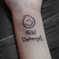 【hot】☃۞  English Words NEW CHALLENGES and Smile Face Temporary Tattoos for Men Hands Wrist Arm Fake Tatto Stickers Tatoos