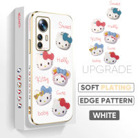 PMP Case ปลอกสำหรับ Xiaomi MI 12T Pro ปลอก XIAOMI Mi 12T Xiaomi 12T Pro 12T Case【Free Lanyard】Cute Cartoon Hello Kity For Girls Square Edge Pattern Casing Plated Phone Shell Luxury Plating Soft Phone Case