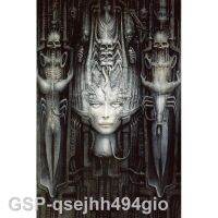 2023qsejhh494gio H.r.giger ศิลปะจินตนาการคนต่างด้าวโปสเตอร์ตกแต่งบ้านผ้าพิมพ์ลายผนังผ้าไหม