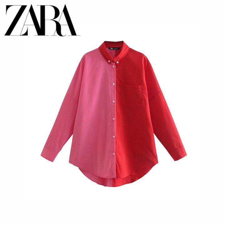 zara-ใหม่-เสื้อเชิ้ต-สีตัดกัน-แฟชั่นฤดูร้อน