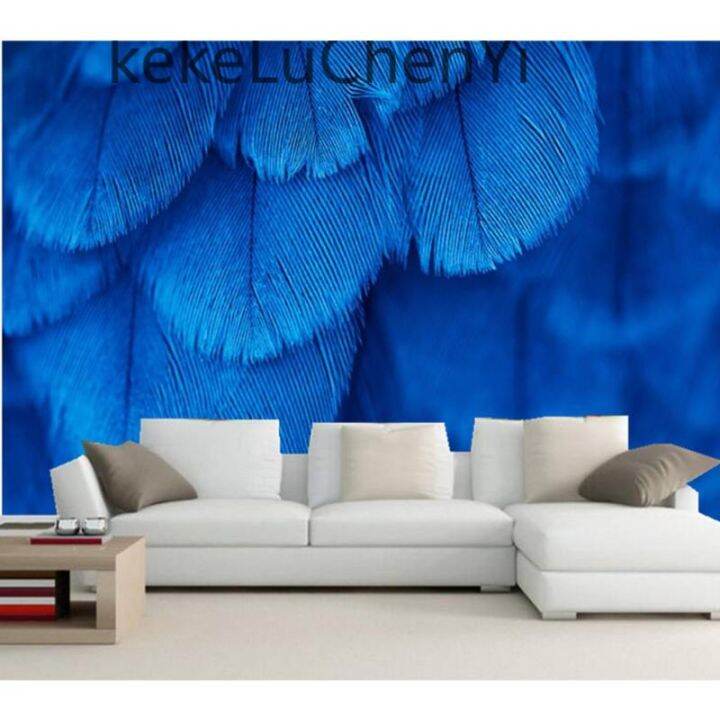 Custom Feathers Closeup Blue wallpapers,living room TV sofa wall bedroom 3d wallpaper art photo