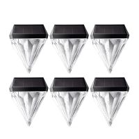 Solar Deck Lights Diamond Figurine Fence Post Lights Outdoor Lighting Garden Decorative-Permanent on All Night (6 Pack)