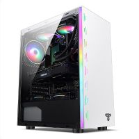 เคสคอมพิวเตอร์ไฟ RGB สำหรับเดสก์ท็อปแบบเต็มด้านถึง0.5MMSPCC แผ่นโลหะ DIY กันฝุ่นเกมน้ำระบายความร้อนด้วยสายด้านหลังแผ่นพื้น ATX