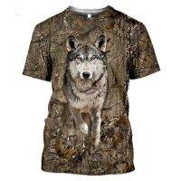 2023Camouflage Hunting Animals Wild Boar 3d T-shirt Summer Loose Casual Fashion Leisure Pullover Short Sleeve O-Neck Top Tees