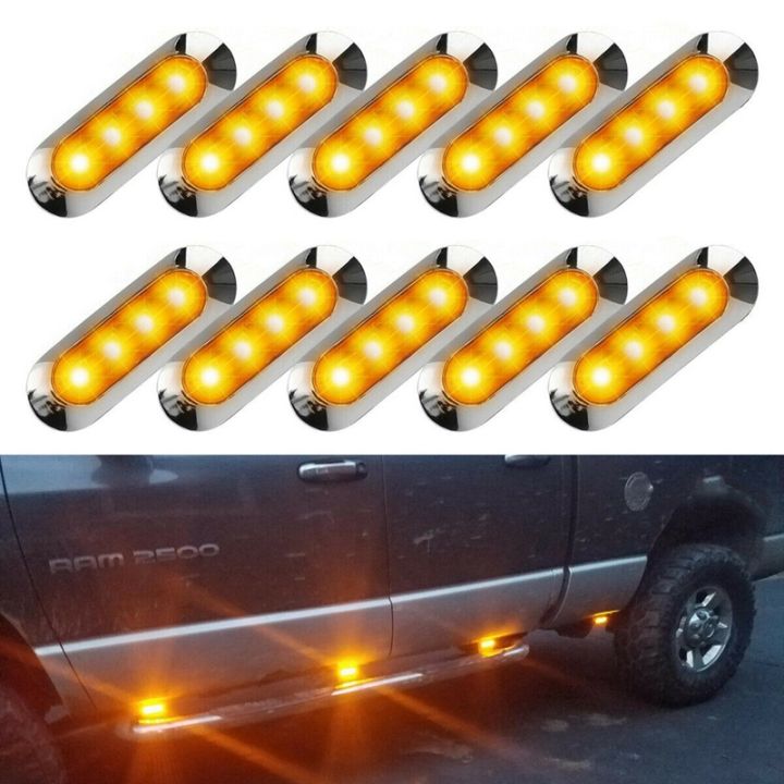 10x Amber Led Trailer Truck Side Marker Lights 4led Clearance Rv Camper 12v 24v Th