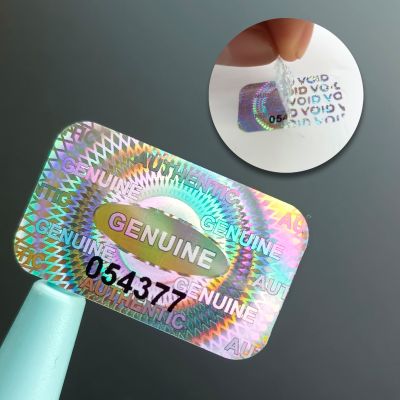 hot！【DT】✁  300/600/1200 pcs Security Tamper Proof Stickers Holographic Warranty Label with Serial Number Adhesive labels