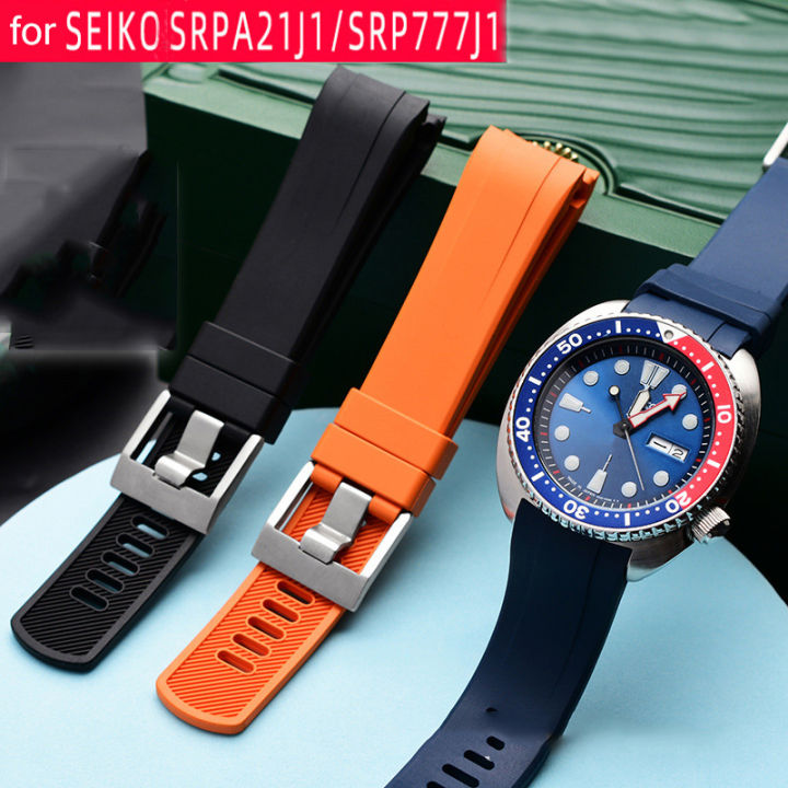 Fluoro Rubber Strap for Seiko Prospex Series SRPE99K1/SRP777J1 Curved End  FKM Watch Band Men Diving Waterproof Wrist Bracelet 22mm | Lazada