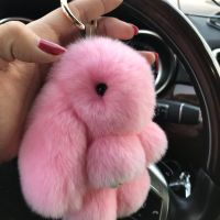 【2023】Car Keychain Accessories Lovers Rabbit Bags Hangings Female Genuine Imitate Bunny Fur Hairball Suit Rabbit Pendant Bunny Gifts