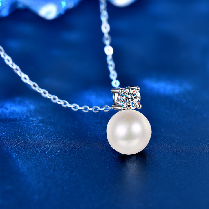 new-925-sterling-silver-pearl-necklace-pendant-korean-style-simple-moissanite-clavicle-ornament-wholesale-mothers-day-gift