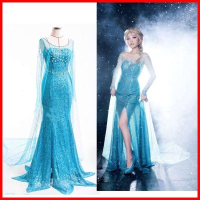 ✸☒✳ Halloween costume character costume Frozen princess dress cosplay Queen Elsa adult costume wholesale