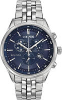 Citizen Eco-Drive Corso Mens Watch, Stainless Steel, Classic Silver-Tone Bracelet, Blue Dial