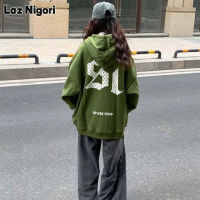 Laz Nigori เสื้อกันหนาวมีฮู้ดผู้หญิงบางหวาน,ทรงหลวมและแต่งตัวแขนยาวแบบหนา