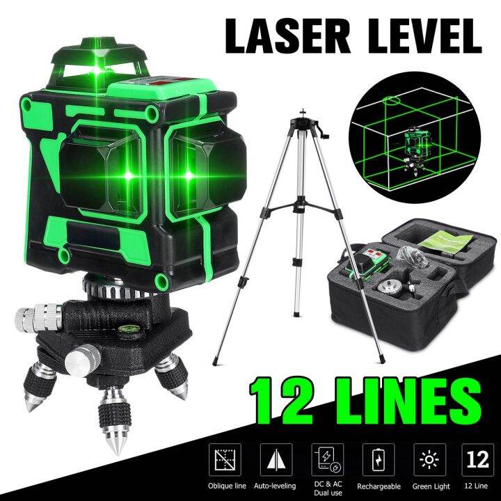 Laser Level for Construction Lazer Level Tools 360° 12 Lines 3D Green