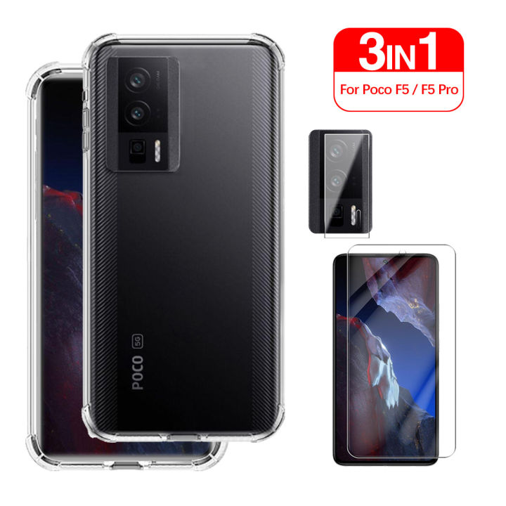 For Poco F5 Protective Glass 3in1 Clear Shockproof Case For Xiaomi Poco F5 Pro Pocof5 F5pro 5g 3218