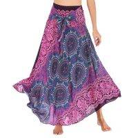 【CC】❄✘  Hippie Skirt Elastic Flowers Waist Gypsy Boho Halter Floral Denim Tight