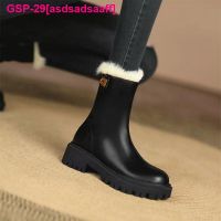 Asdsadsaaff Botas Femininas De Couro Macio Com Zíper Salto Baixo Botas Quentes Para Senhoras Quadas Na Moda 35-41 Inerno 2022