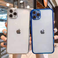 หรูหราคลาสสิกตรงเคสโทรศัพท์ปิดขอบสำหรับIPhone 11 12 13 14 Pro Max Mini 7 8 Plusเคสโทรศัพท์อ่อนใสสำหรับIPhone XR X Xs Max SE 2020ชุบFullเลนส์เคสป้องกัน