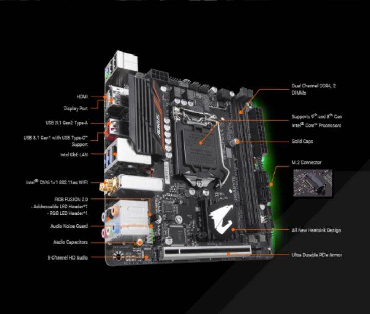MAINBOARD MINI-ITX GIGABYTE B360N AORUS GAMING WIFI Supports Gen 9th ...