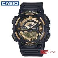 Casio Standard นาฬิกาข้อมือผู้ชาย สายเรซิ่น รุ่น AEQ-110BW-9AVDF [ดำทอง]