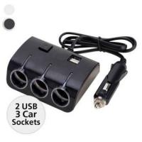 ??HOT!!ลดราคา?? Olesson in car ปลั๊กสำหรับขยายช่องจุดบุหรี่ 3 ช่อง พร้อม USB 2 port ในรถยนต์ รุ่น 1506 (สีดำ) ##ที่ชาร์จ แท็บเล็ต ไร้สาย เสียง หูฟัง เคส Airpodss ลำโพง Wireless Bluetooth โทรศัพท์ USB ปลั๊ก เมาท์ HDMI สายคอมพิวเตอร์