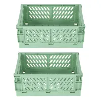 Collapsible Crate Plastic Folding Storage Box Basket Utility Cosmetic Container