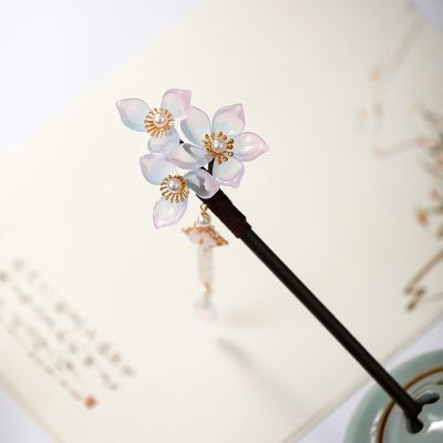 【cw】 New Fashion WhitePearlsTasselsHairpinsWooden Hair Fork ChineseHanfuHair Jewelry