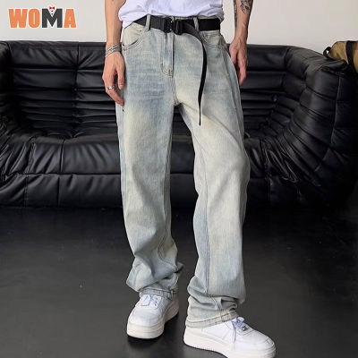 WOMA ยีนส์เกาหลีสไตล์ผู้ชายยีนส์แฟชั่นกางเกงขายาวลำลองหลวมใหม่