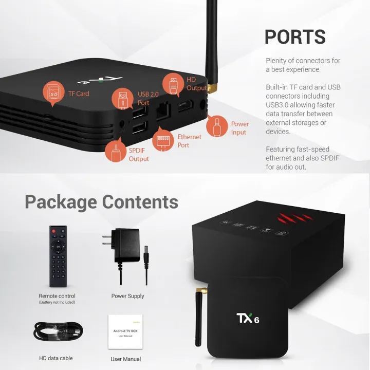 TV Box TX6 Android TV Box Smart TV box 9.0 2GB 4GB Allwinner H6 2g+5G