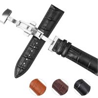 ◆▼ Genuine Leather Watch Band 16mm 18mm 20mm Universal Watch Butterfly Buckle Band 22mm Watch Strap