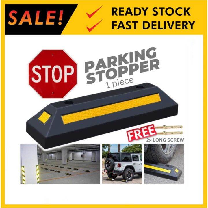 Rubber Heavy Duty Parking Stopper 2 Pcs Solid Parking Blocker Car ...