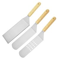 Spatula with Strong Wooden Handle Professional Food Scraper Sturdy Stainless Steel for Grilling, Cooking