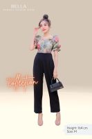 BELLA Jumpsuit JL49 จั้มสูทผู้หญิง ผ้าทอสไตล์ฝรั่งเศษ (M36-39”, XL40-43”) จั้มสูทออกงาน ชุดใส่ไปงานแต่ง ชุดออกงานหรูๆ (แบรนด์ไทย)