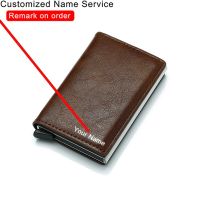 Customized Wallet Credit Card Holder Carbon Fibre Leather Wallet Rfid Smart Wallet Men ID Bank Card Holder Metal Card Case Purse Card Holders