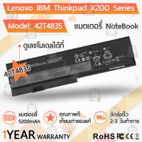 รับประกัน 1 ปี - แบตเตอรี่ โน้ตบุ๊ค แล็ปท็อป Lenovo 42T4535 42t4543 42T4650 42T4834 42T4835 5200mAh สำหรับ ThinkPad 42T483 X200, X200s, X201, X201i, X201S, X201si Series FRU 42T4536 Battery Notebook Laptop