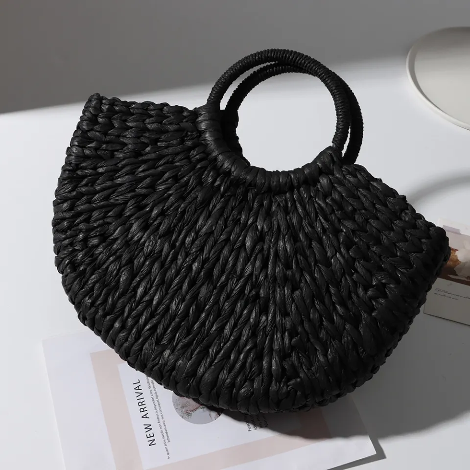 Zara straw bag discount with rounded handles