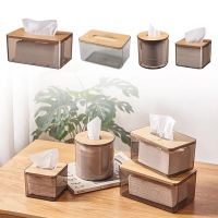 Japanese Tissue Box Home Desktop Storage Box Wooden Cover Transparent Napkin Holder Toilet Paper Holder For Bathroom Accessories Tissue Holders