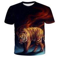 1-14 Years Children Short Sleeve T-Shirts Tiger Lion Animals Tshirt Baby Boys Girls Kids Summer Clothes Casual Oversized Tops