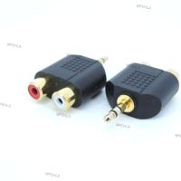 Gold plated 3pole Stereo 3.5mm AUX male to 2 RCA Female Audio Adapter Splitter Connector for pc Speaker Earphone Headphone WFEHTH