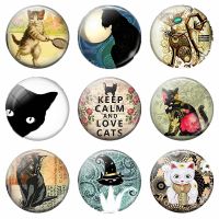 ❍✶﹍ Keep Calm and Love Cats 30MM Fridge Magnet cartoon lucky Cat Glass Cabochon Magnetic Refrigerator Stickers Note Holder