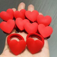 ✺㍿✕ 10Pcs/set Red Heart-shaped Hair Accessories Children Rubber Bands Scrunchies Elastic Hair Bands Girls Headband Decorations Ties