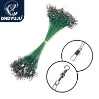 [HUYE Outdoor Store] DNDYUJU 60Pcs Anti Bite Steel Fishing Line Wire Leader With Swivel Accessory Lead Core Leash