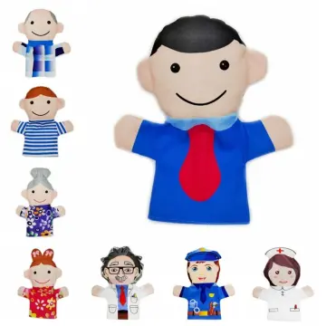 6 Pcs Family Hand Puppets 12 Inch Grandparents, Mom & Dad, Brother & Sister  Plush Hand Puppet Toys Role-Play Toy Puppets for Kids Storytelling