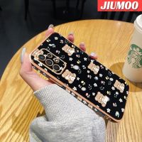 JIUMOO เคสปลอกสำหรับ Samsung Galaxy A32 5G A32 4G M32 5G ลายหมีดอกไม้น่ารักดีไซน์ใหม่ชุบหรูหราเคสมือถือกันกระแทกกรอบซิลิโคนเลนส์กล้องถ่ายรูปเคสนิ่มป้องกันคลุมทั้งหมด