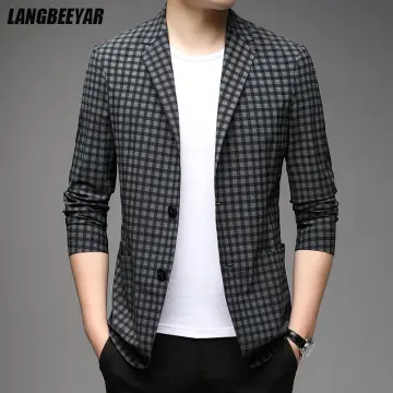 shenzhenyubairong Men's Plaid Texture Coat
