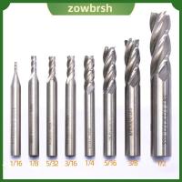 ZOWBRSH 8Pcs เหล็ก hss เครื่องตัดปลายตรง สีเทาและสีเทา ดอกกัดโม่ ใช้งานได้จริง เครื่องมือสำหรับเครื่องจักร เหล็กเหล็กไร้สนิม