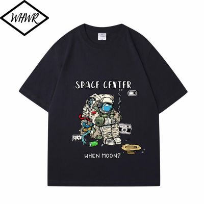 Whwr Hop Tshirts For Men Space Center Printing Tees Anime Funny Astronaut Print Mens Clothing Gildan Spot 100% Cotton