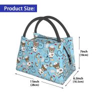 NOISYDESIGNS Picnic Food Containers Cartoon Nurse Bear Print Oxford Cloth Portable Zipper Thermal Lunch Bag For Travel Kid Girls