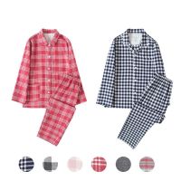 ⭐️⭐️⭐️⭐️⭐️ MUJI MUJI MUJI Japanese-style pure cotton flannel pajamas for men home wear plaid thickened brushed cotton pajamas set for women